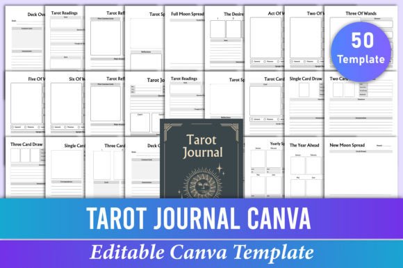Download Editable Tarot Journal Canva Template - Editable Collection